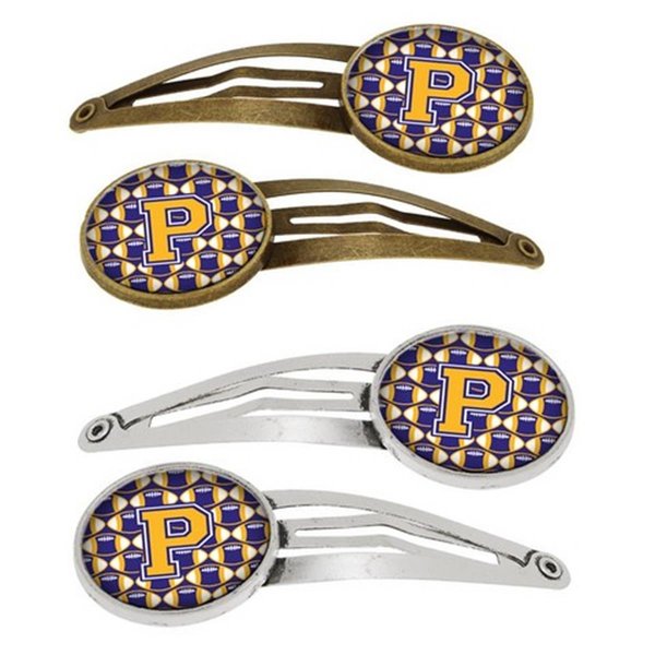 Carolines Treasures Letter P Football Purple and Gold Barrettes Hair Clips, Set of 4, 4PK CJ1064-PHCS4